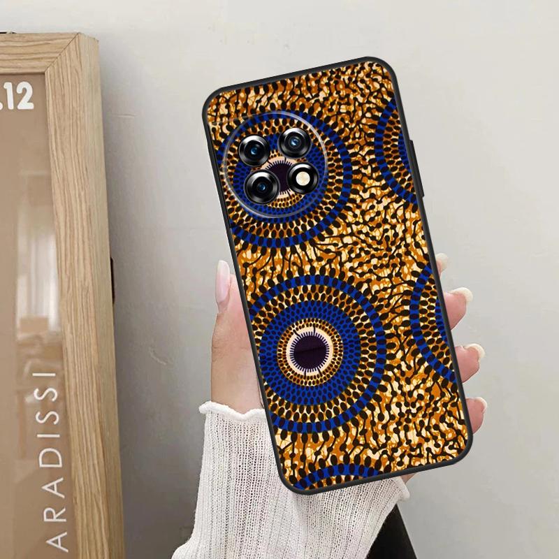 African Wax Pattern Fabric Case For OnePlus 10T 10R 12R 9R 8T 12 11 9 10 Pro Nord CE 2 3 Lite CE4 2T N10 N20 N30 Cover