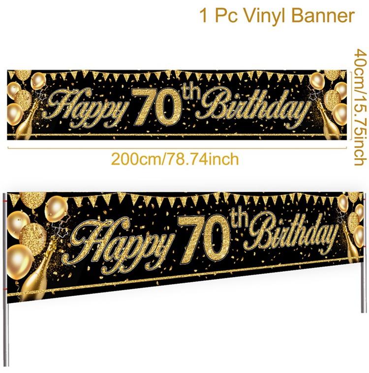 Баннер с золотым блеском, украшение на день рождения 18, 21, 60, 70 лет, баннер на день рождения, украшение на день рождения, золото, черный цвет