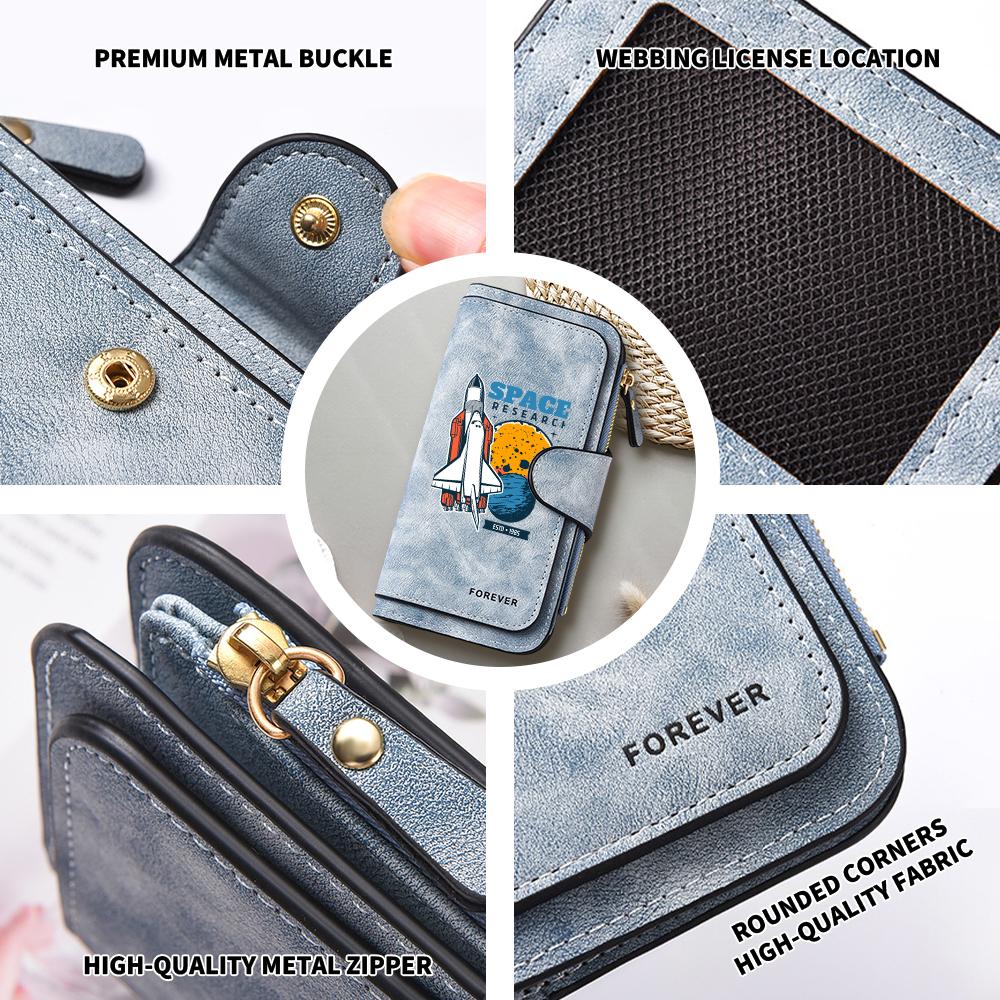 Space Themed Long Wallet Fashion Casual Card Holder Portable Coin Purse for Daily Use