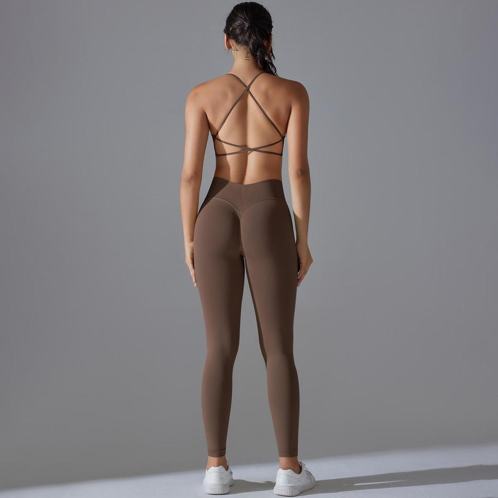 Nessaj Одежда для бега и тренировок, женская бесшовная спортивная одежда, леггинсы с высокой талией, бюстгальтер с перекрестными бретелями, комплект для йоги