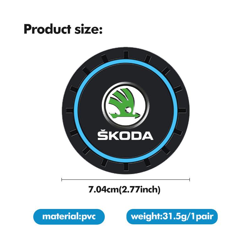 DECL5 Car Waterproof Anti Slip Water Cup Mat Auto Interior Accessories For Skoda Fabia 1 2 Octavia a7 RS Superb Rapid Yeti Karoq