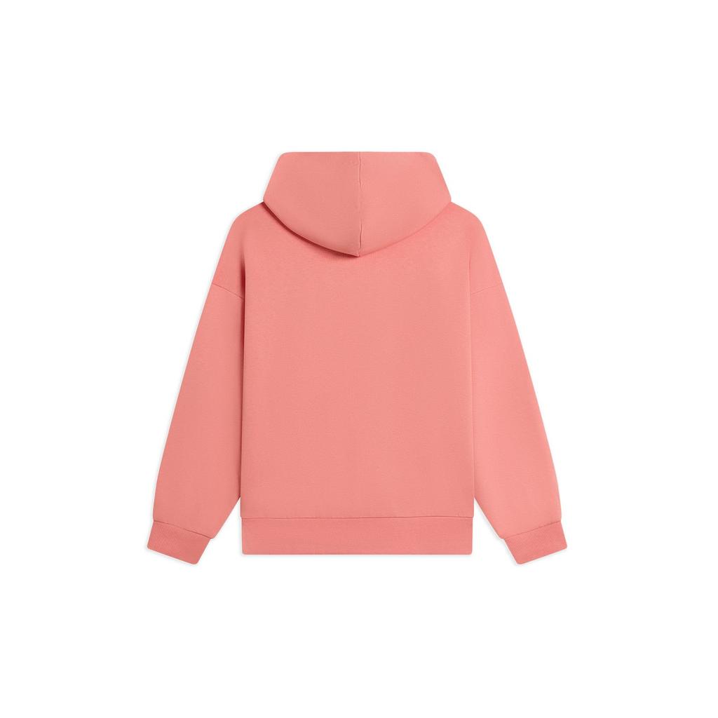 Li Ning Sports Lifestyle Series Logo Printed Fleece Теплая толстовка с капюшоном и длинными рукавами Унисекс толстовка Персиково-оранжевого цвета AWDSF73-10