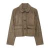 Womens Fall Fleece Short Jacket Slim Fit Versatile Casual Outerwear