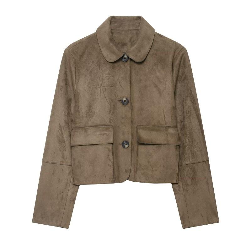 Womens Fall Fleece Short Jacket Slim Fit Versatile Casual Outerwear
