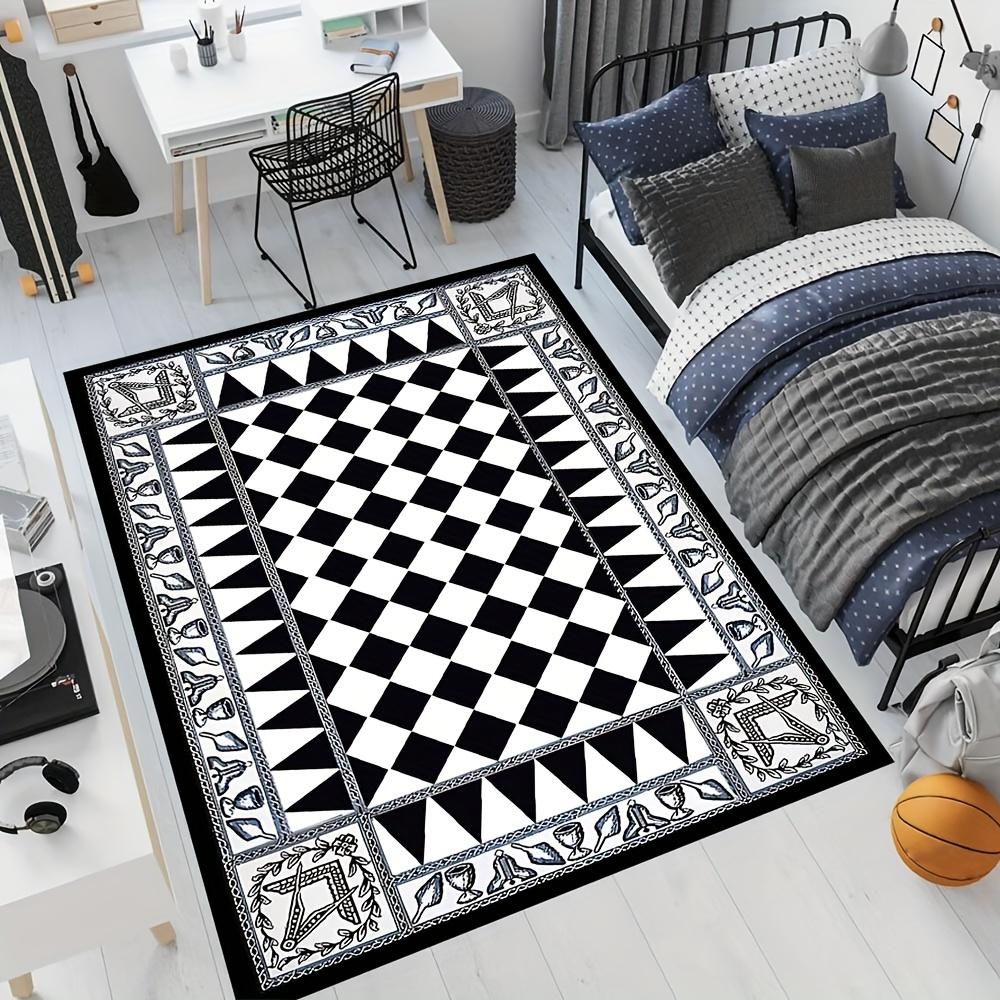 Illuminati Black and White Pattern Carpet, Non-Slip Area Rug for Living Room, Bedroom, Outdoor Camping - 1pc