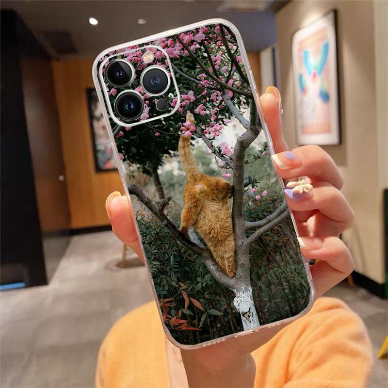 Чехол для телефона с милым котом для iphone 15 14 Pro Max 13 12 11 Pro Max XSMax XR 12 13 mini 14 Plus