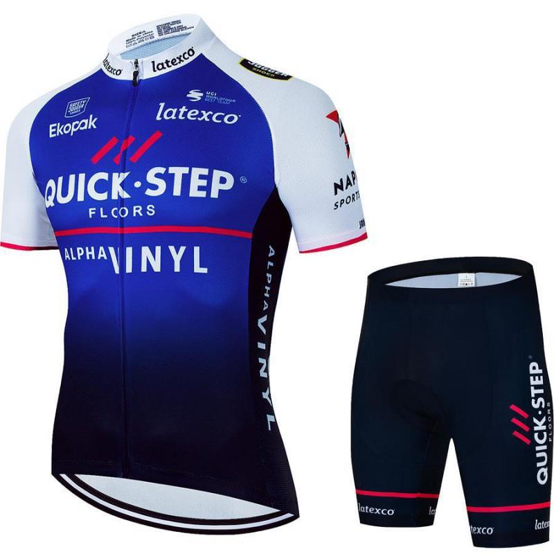 Quick Step Team Cycling Jersey Bib Shorts Set Men Women Breathable Ride Wear