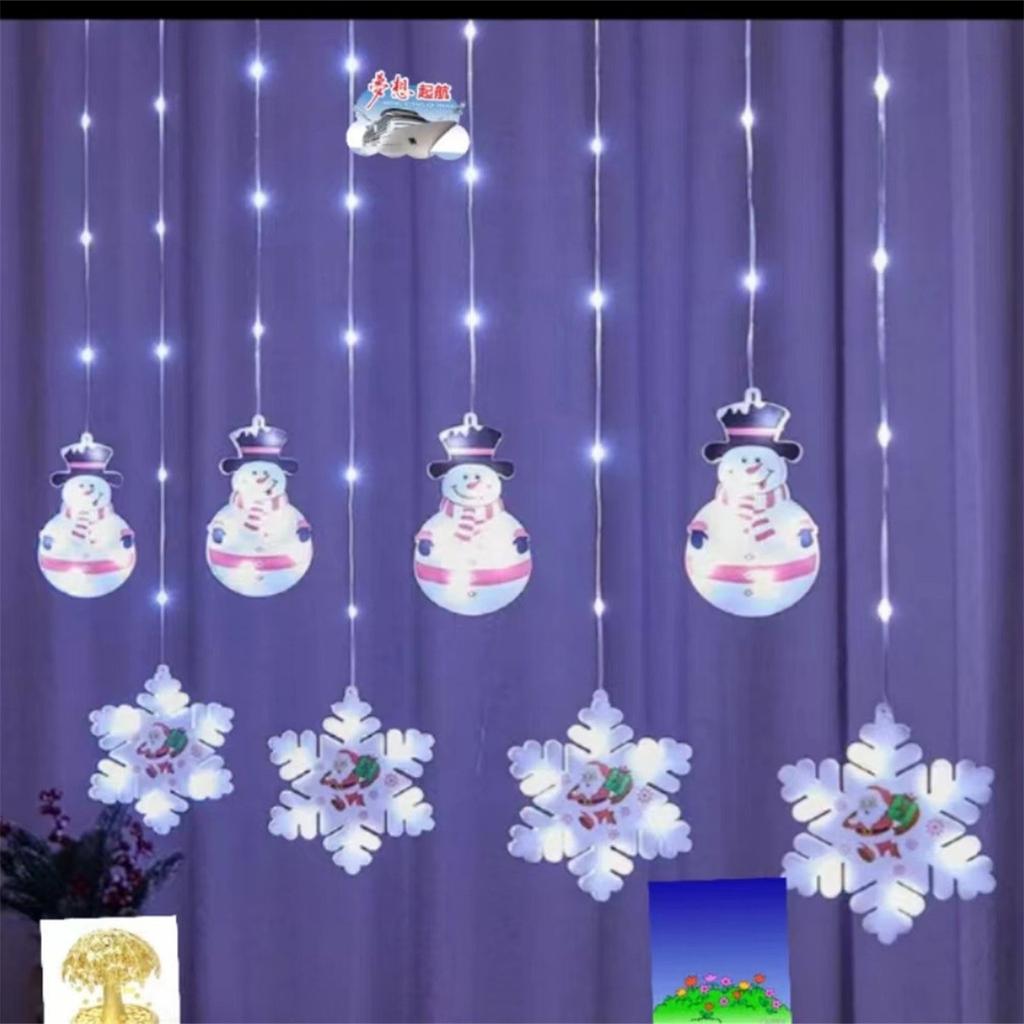 Светодиодный занавес-шар желаний, снеговик, снежинка, рождественская елка, круг, звезда, луна, медная проволока, гирлянда, USB-версия