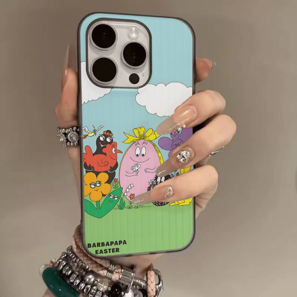 Мультяшный чехол для телефона Барбапапа для IPhone 17 16 15 14 13 12 11 Гофрированный матовый мягкий чехол Противоскользящий