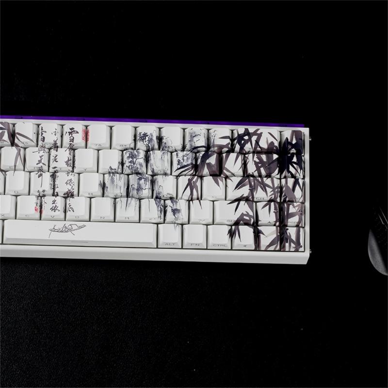 PBT кейкапы с тематикой Бамбуковый Лес, оригинальный профиль, сублимационная печать сбоку, для 61 64 68 ANSI ISO механических клавиатур