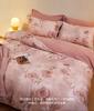 Cotton brushed four piece set for warmth and thickening, printed duvet cover, pure cotton bedding four piece set - magnificent