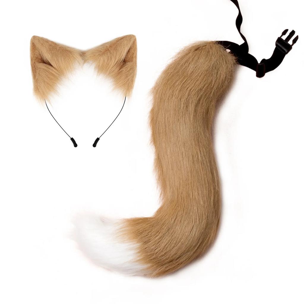 New Halloween Party Adjustable Simulation Fox Tail Plush Fox Ears Hair Band Cosplay Anime Exhibition Dress Up Anime Accessories