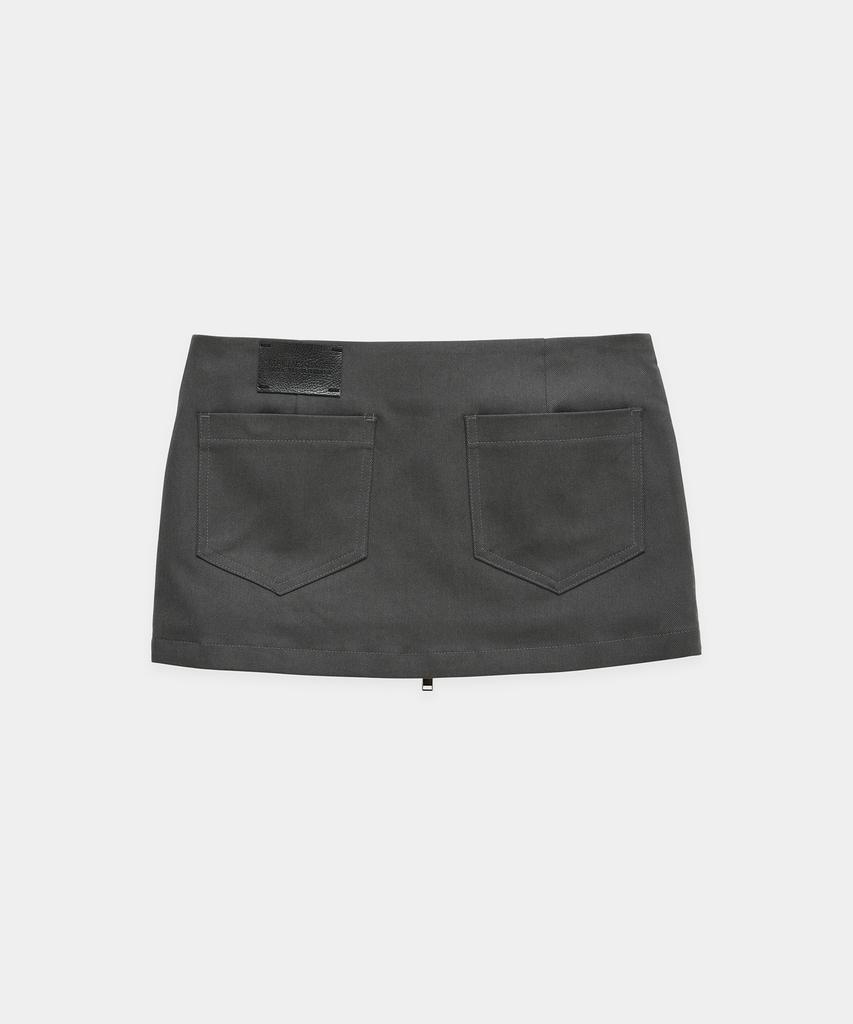 Etosome Front Zip Belt Detail Mini Skirt (Dark Gray)