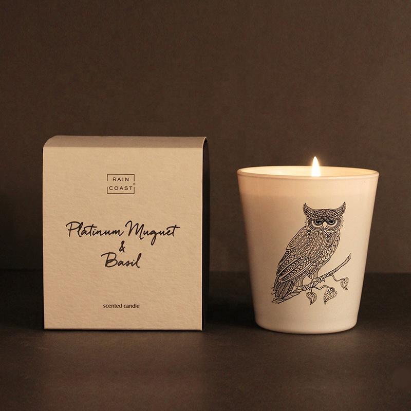 RAINCOAST Hot Sale 230g Tinted Glass Candle Jar With Wooden Lid Luxury Scented Candles Custom