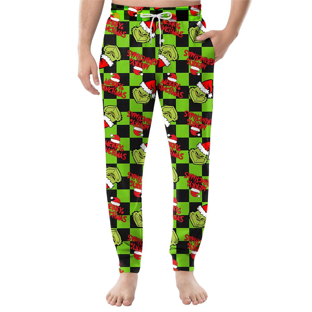 Мужские повседневные брюки с карманами на кулиске и манжетами, домашние брюки для сна