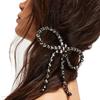 Elegant Rhinestone Bow Hairpins Shiny Tassel Spring Clip Sweet Ponytail Hair Clip  Party