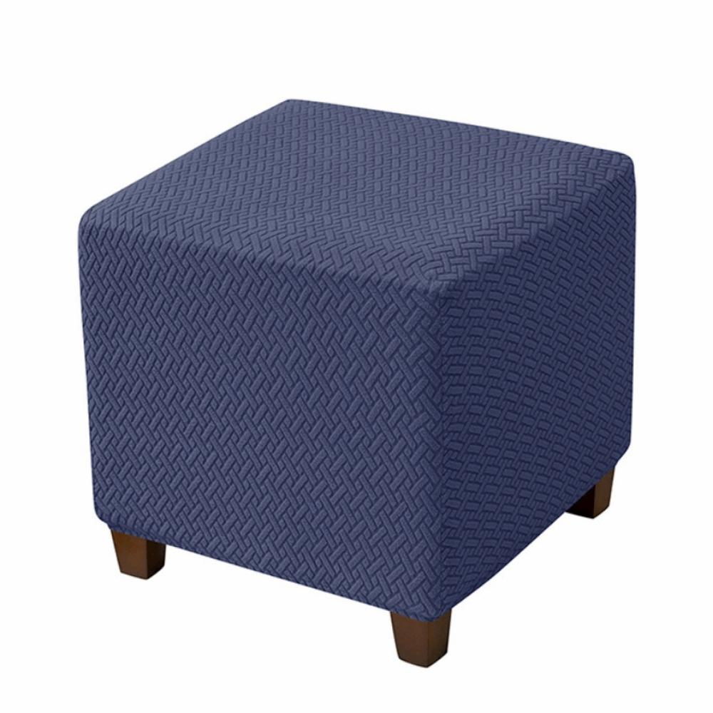 Universal Ottoman Stool Cover T-shaped Pattern Stretchable Sofa Footrest Slipcovers Elastic Band Removable Jacquard Stool Cover