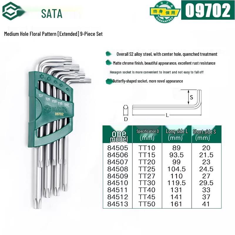 SATA Экстрадлинный набор шестигранных и Torx ключей с шаровыми и плоскими головками
