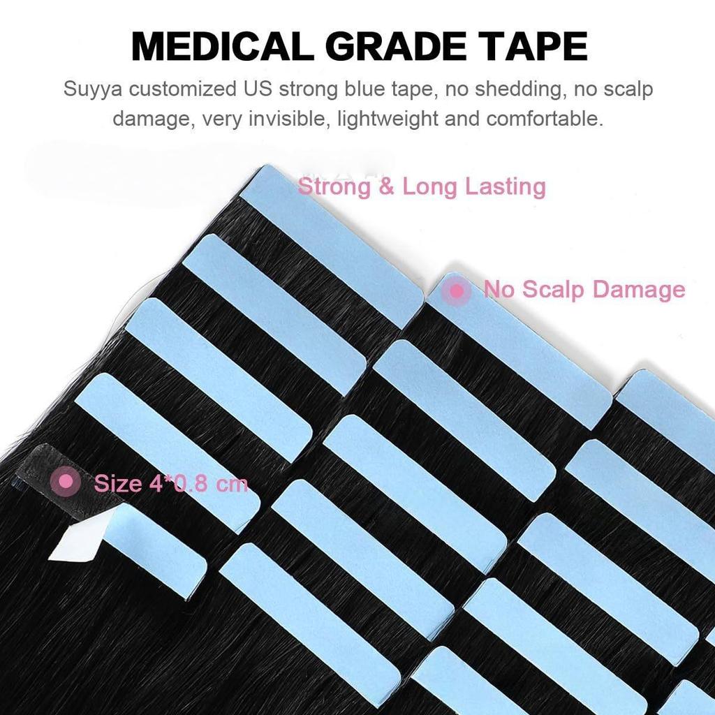 Бесшовные PU Tape-in Наращивание Волос с Цветными Прядями