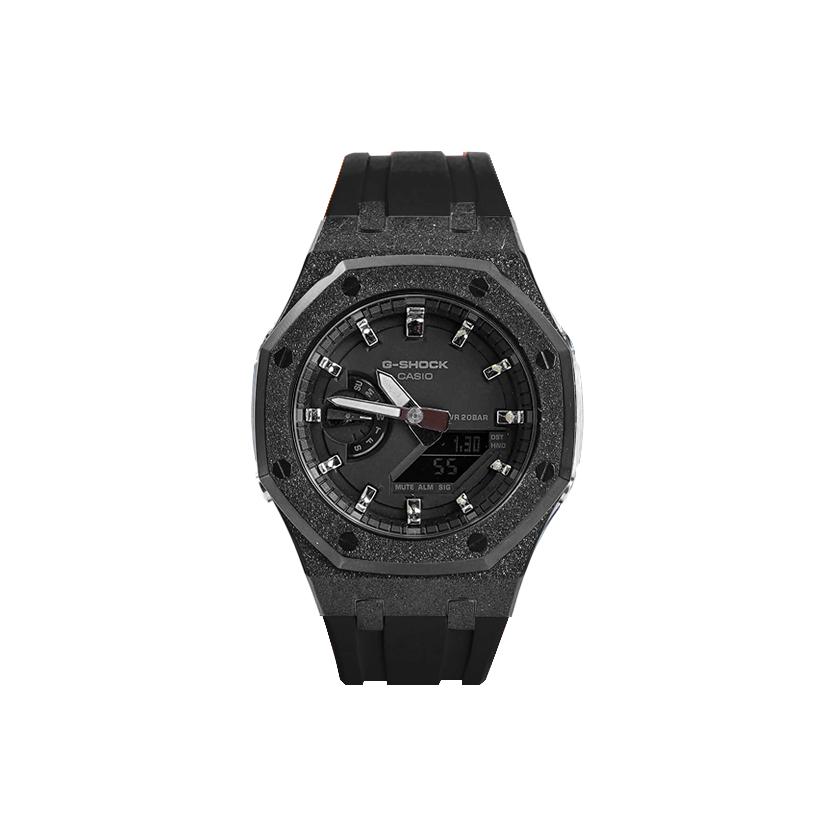 Casio Унисекс Жидкокристаллический, Аналогово-цифровой Двойной дисплей Серия Черные часы GA-2100-1A1(Watch8--)