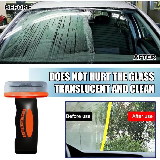 Glass Emulsion Cleaner,Auto Glass Side Window Oil Film Removal Cleaner,Automotive Handheld Oil Flmr Cream,Removes Oil Film & Smudges (2PC)