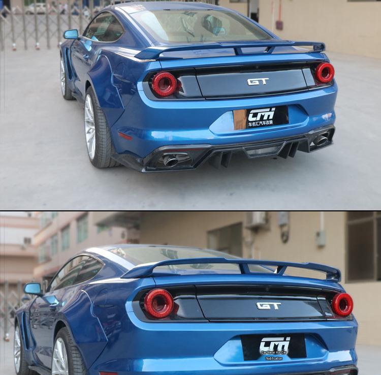 18-23 Ford Mustang AC Style Carbon Fiber Rear Lip Spoiler with Four-Outlet Body Kit