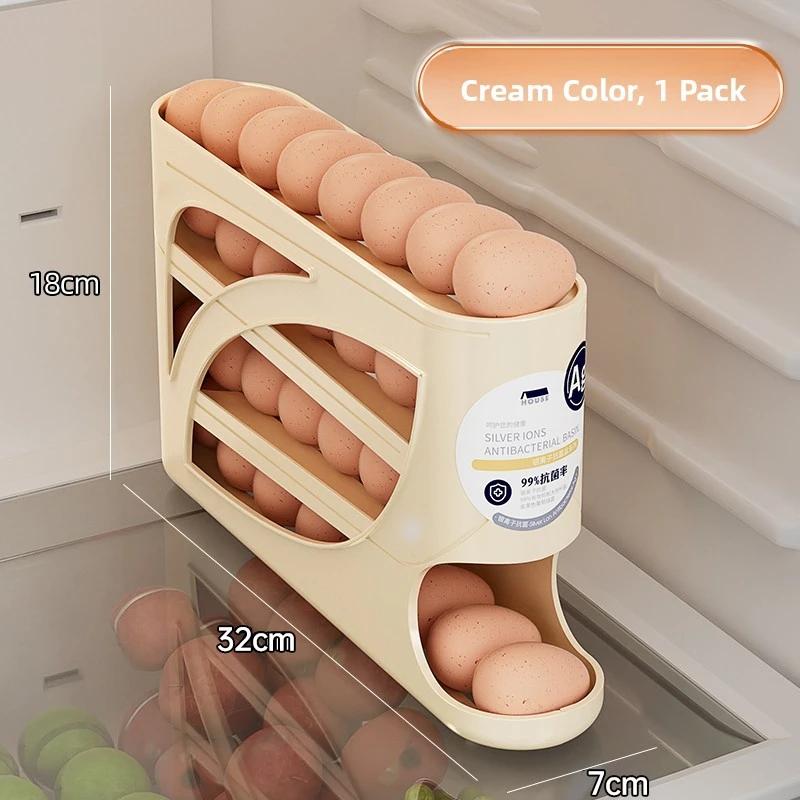 Refrigerator Auto Rolling Egg Dispenser 4 Tiers Auto Rolling Egg Storage Dispenser Rack Reusable Food-Grade Preservation Box