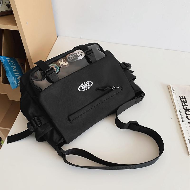 Студенческая сумка-мессенджер, однотонная мужская сумка через плечо, большая вместительная женская сумка через плечо