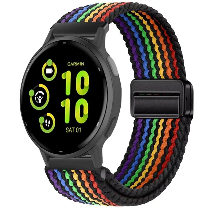 Нейлоновый ремешок 20/22 мм для Garmin Forerunner 55 165 970 570 965 955/Venu 4 45 мм Магнитный ремешок Garmin Vivoactive 5 6/Vivomove Trend