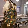 School Bag Women's Plaid Backpack Retro Backpack for Middle School Students