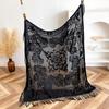 Retro Velvet Tassel Scarf Floral Embroidery Warm Outerwear Shawl For Women Spring Autumn Winter Ethnic Style Fashion Accessory