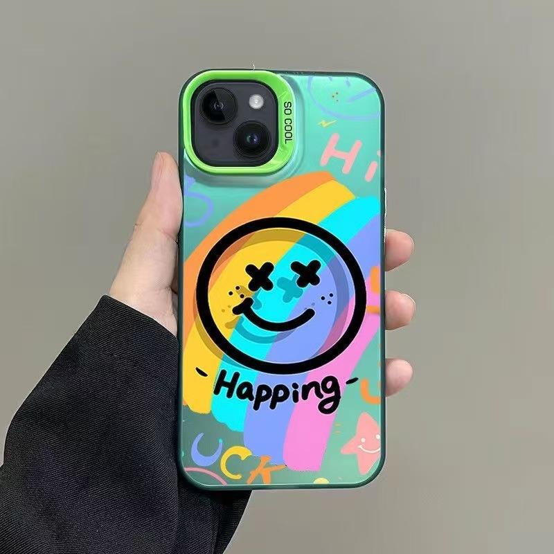 Радужный смайлик подходит для чехла на мобильный телефон Apple 15Promax iPhone16Pro новый 17Air креативный 14 индивидуальность