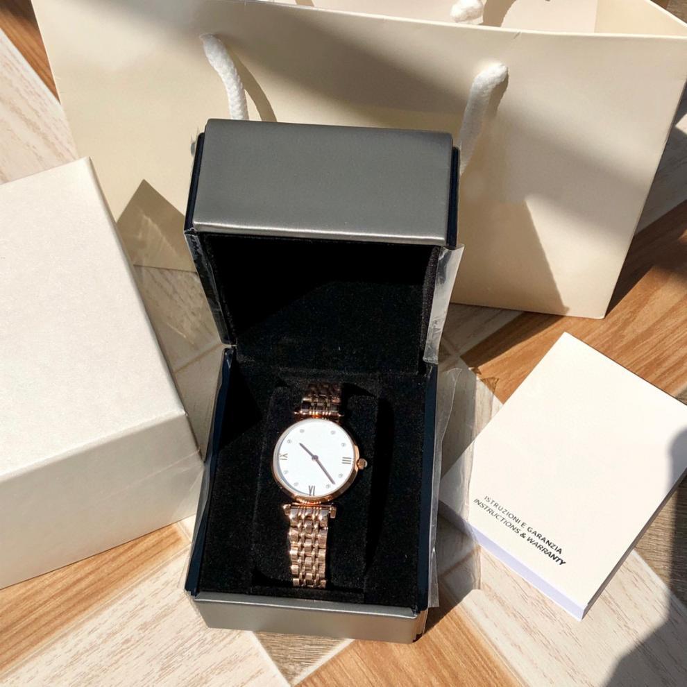 Женские кварцевые часы Armani AR11092 с фазами луны, Высококлассные модные водонепроницаемые стальные часы с жемчужными акцентами