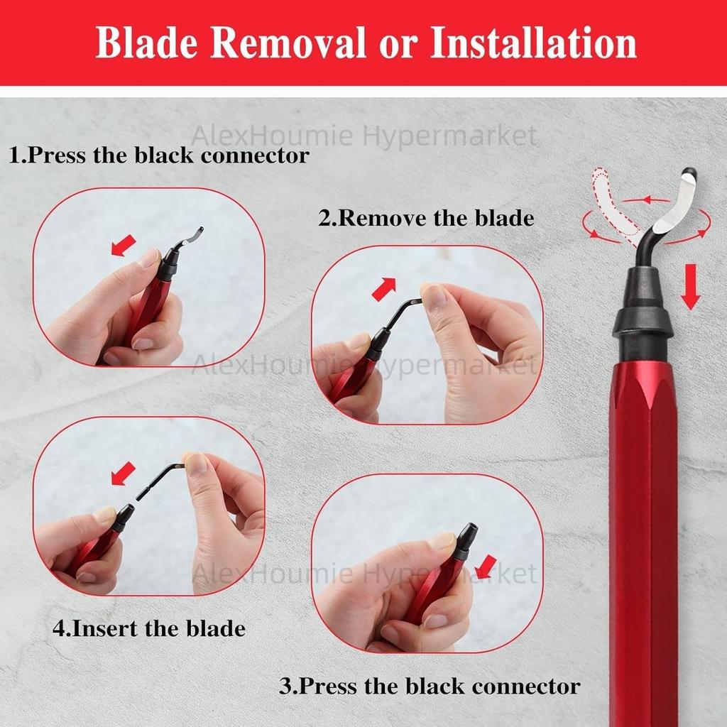 21PCS RB1000 Metal Deburring Tool Bulk Set Deburr Edge Cutting Tool with 360 Degree Rotary Head BS1010 Burr Removal Blades