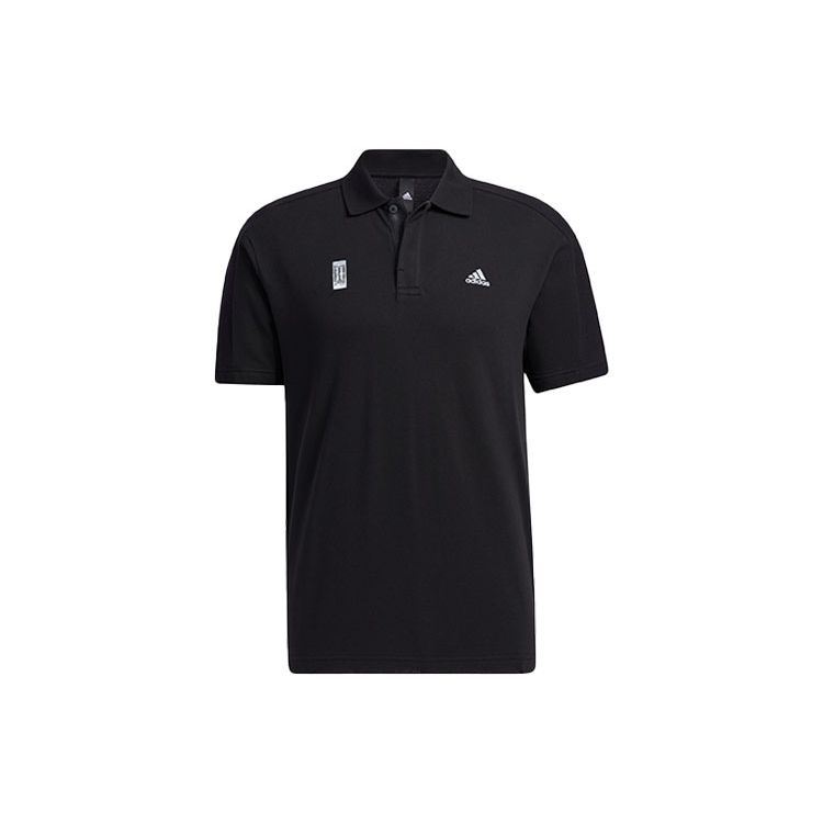 adidas Мужские однотонные рубашки поло с короткими рукавами и логотипом Wuji Series, черные GP0825
