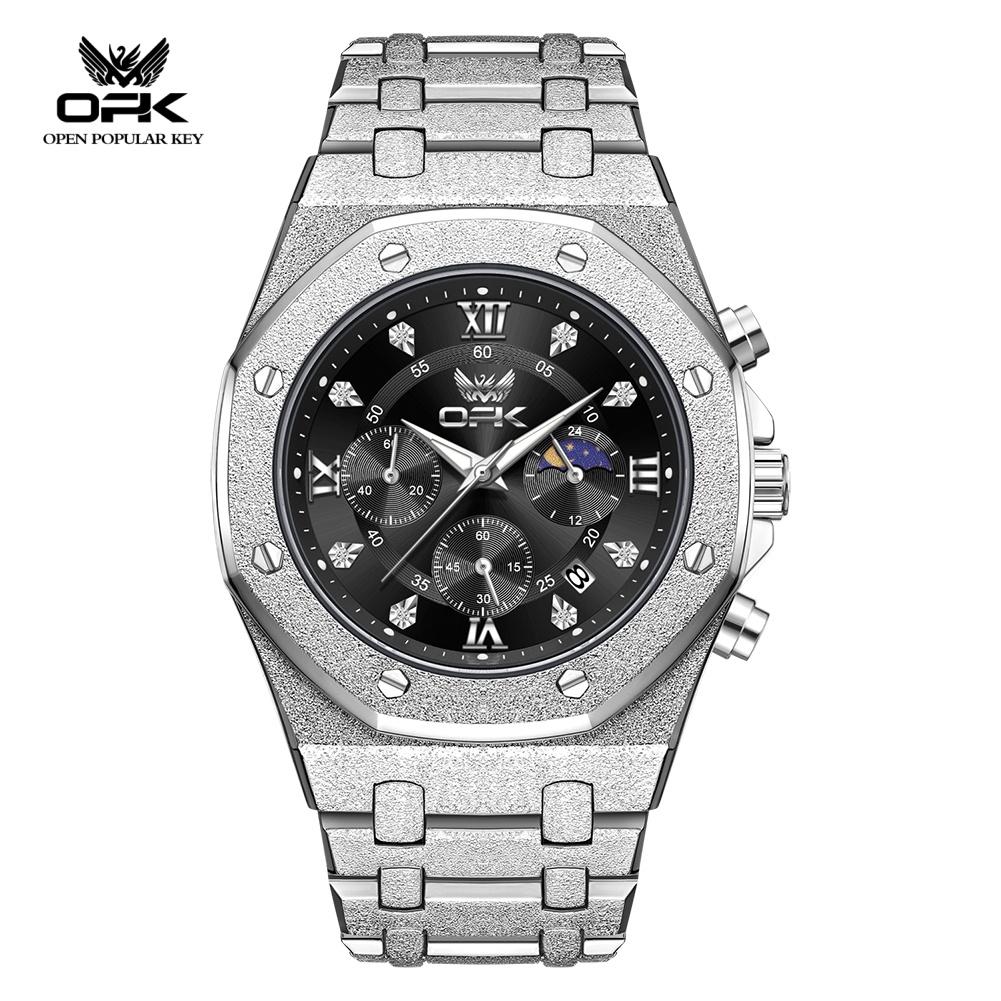OPK Brand Modern Business Multifunctional Dial Steel Strip Men's Quartz Watch Waterproof Men's Watch 8196