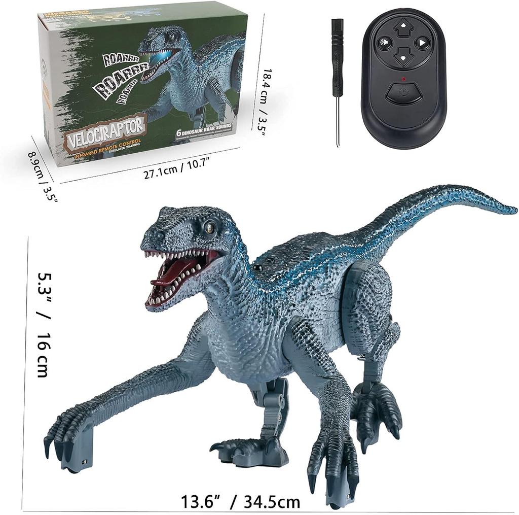 Remote Control Dinosaur Toys for Kids Electronic Realistic Velociraptor RC Dinosaur With Lights and Roaring Sounds Gift