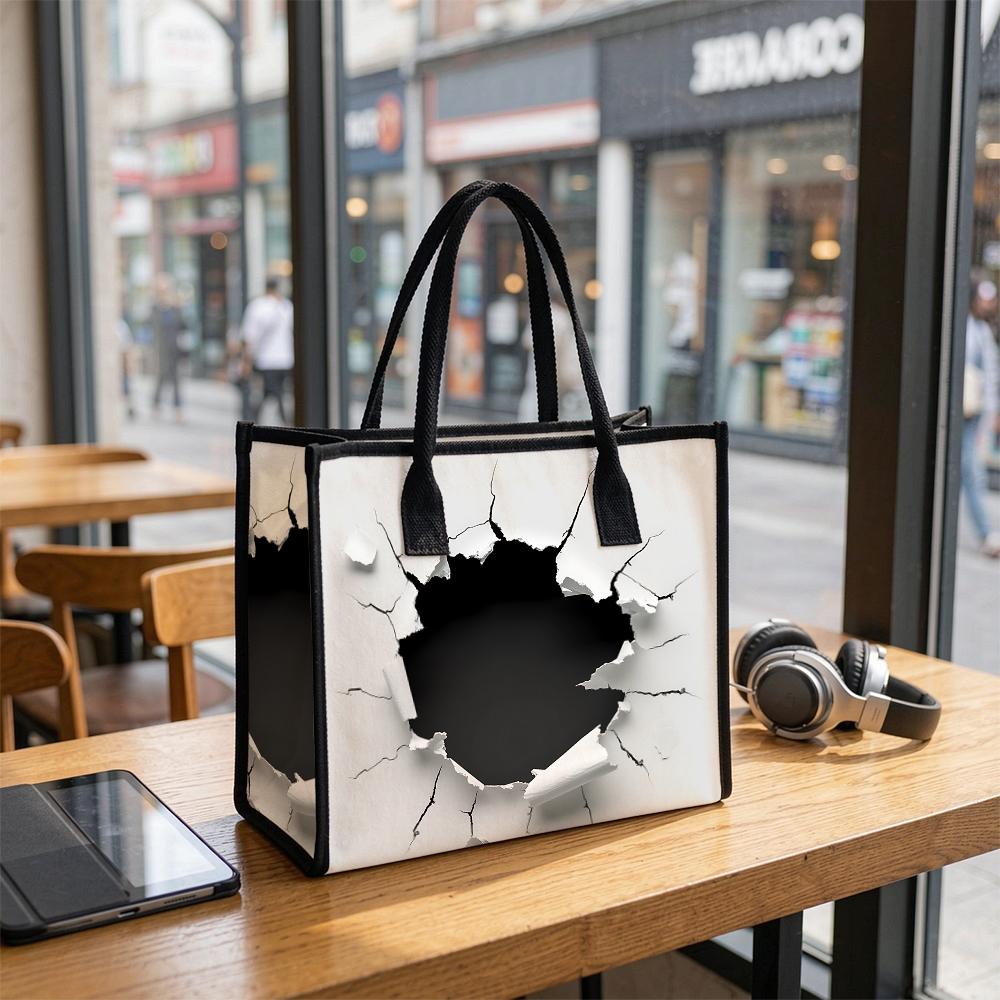 Creative Cracked Print Tote Bag Portable Fashion Shoulder Bag for Daily Use