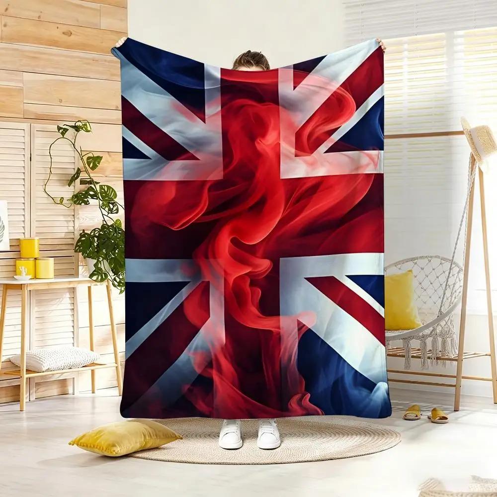 Vintage British Style Throw Lightweight  Flannel Blanket Soft Skin-friendly for Summer Cooling