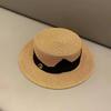 Простой темперамент бант шляпа с плоским верхом женская элегантная солнцезащитная шляпа для путешествий универсальная британская шляпа-цилиндр соломенная шляпа