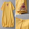 Summer Beachwear: Heavy Embroidered Cotton-Linen Skirt for Travel Photos