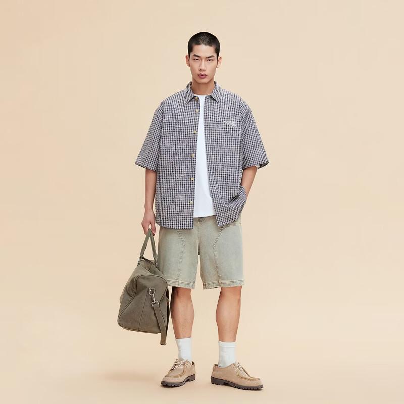 Мужская клетчатая повседневная рубашка с коротким рукавом Jack & Jones
