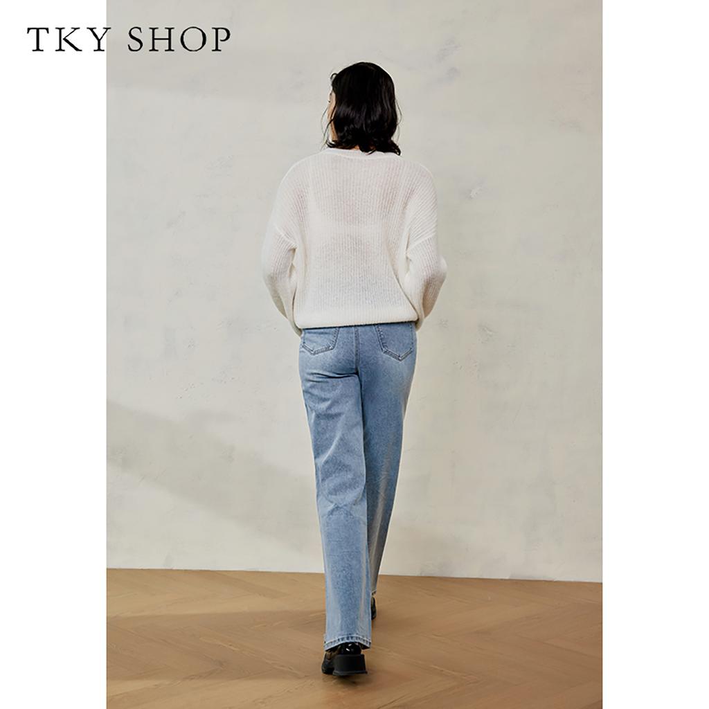 TKY SHOP Minimalist Classic Washed Denim Pants