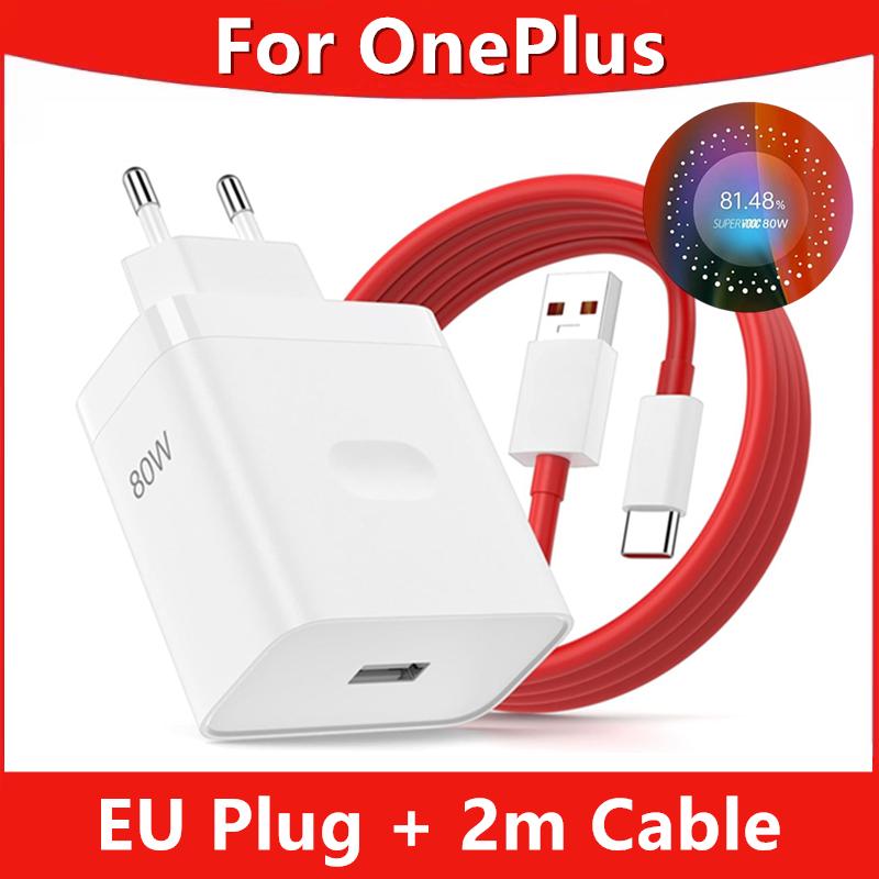 Сверхбыстрое зарядное устройство USB 80 Вт EU для OnePlus 9 10 11 12 13 Nord CE 2 3 Lite N300 OPPO Realme 12 GT NEO 2 3 Кабель Type C Warp Charge