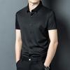 Мужская рубашка с коротким рукавом и отложным воротником из ледяного шелка - Business Casual, Не мнется, Эластичный крой для мужчин среднего возраста