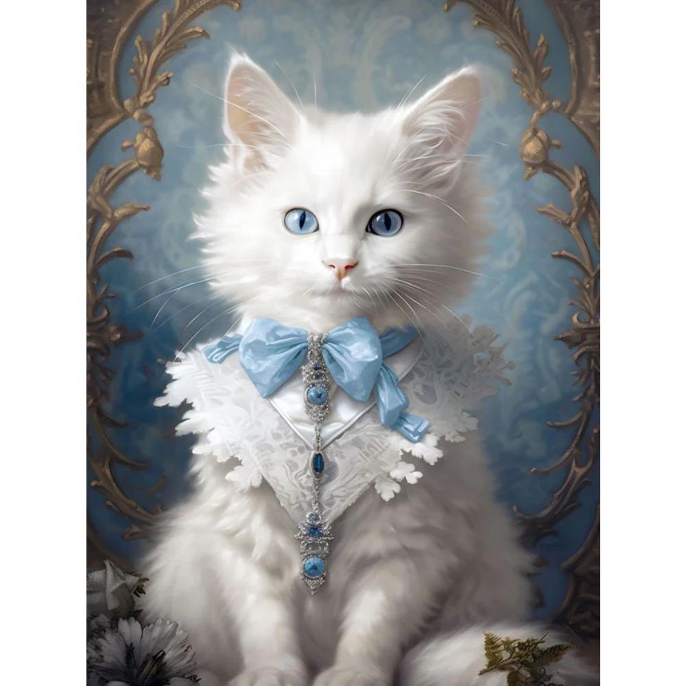 Алмазная картина, полная дрель, красивая кошка, животное, круглая алмазная живопись, ручная работа, лунный цветок, сделай сам, алмазная мозаика, картина, украшение дома