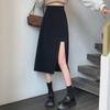 High Waist Slim A-Line Slit Skirt for Women - Stylish Korean Medium Length