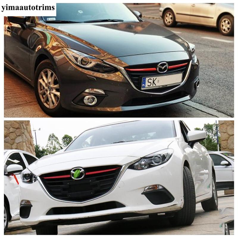 Автомобильная передняя центральная решетка сетчатая полоса Защитная декоративная накладка Отделка Для Mazda 3 2014 - 2016 ABS Хром / Красный Аксессуары Внешний вид