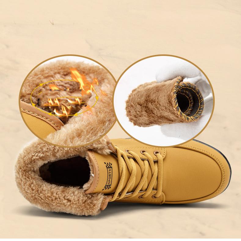 Женские зимние сапоги Plus Velvet Snow Boots Casual Suede на шнуровке из искусственной кожи, теплые, с покатым каблуком, хлопковые, большие, толстые, нескользящие