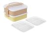 Sanko Plastic Rio Pack Ланч-бокс с 2 боковыми защелками Ш x Г x В Коробка/Контейнер для пикника, 2-ярусный, Тарелки, Бежевый, Прибл.. 8.2" 7.7" 5.8"